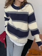 Color Block Striped Trendy Knit Crop Top