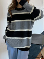 Color Block Striped Trendy Knit Crop Top
