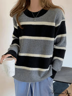 Color Block Striped Trendy Knit Crop Top