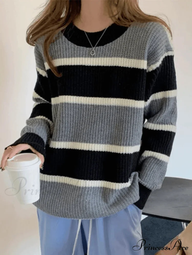 Color Block Striped Trendy Knit Crop Top