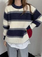 Color Block Striped Trendy Knit Crop Top