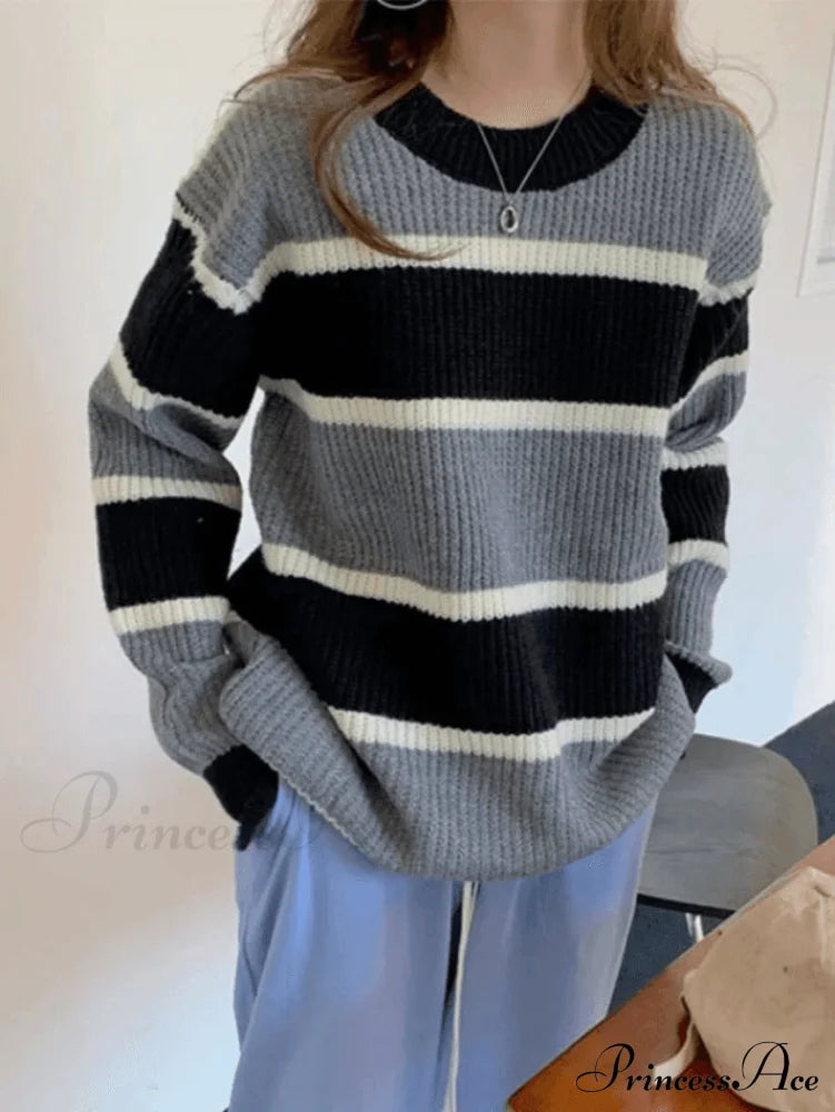 Color Block Striped Trendy Knit Crop Top