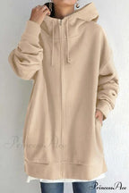 Color Hoodie Zipper Solid - Mid-length