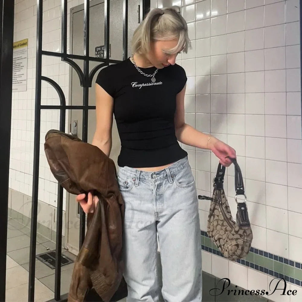 Compassionate Short-Sleeve Stylish Black Tee
