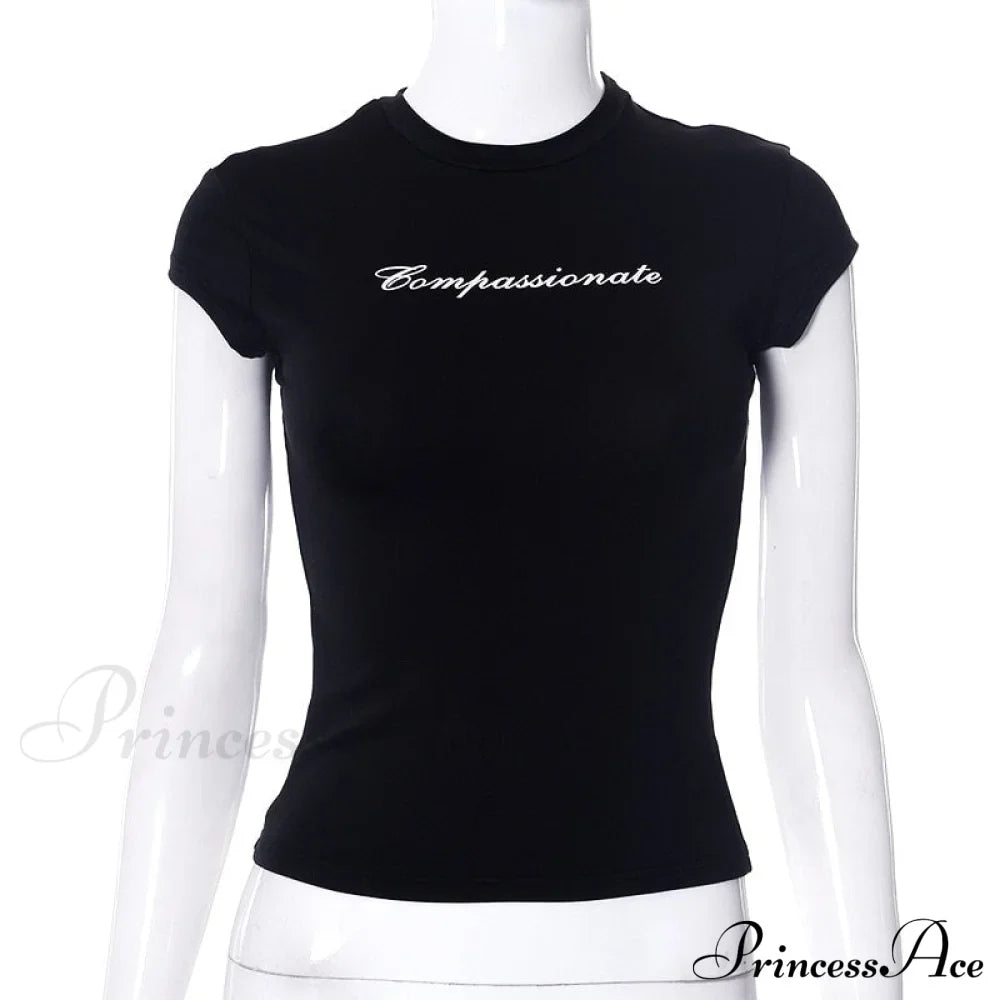 Compassionate Short-Sleeve Stylish Black Tee
