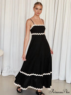 Contast Trim Graceful Cami Long Dress