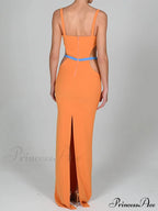 Contrast Color Side Charming Cut Charm Strap Dress