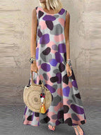Contrast Print Sleeveless Plus Size Dress