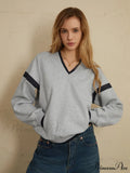 Contrast Trim Graceful Oversized Sweatshirt