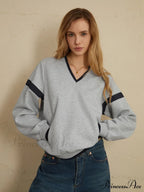 Contrast Trim Graceful Oversized Sweatshirt