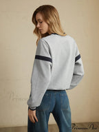 Contrast Trim Graceful Oversized Sweatshirt