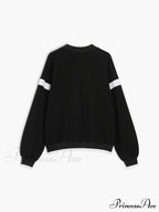 Contrast Trim Graceful Oversized Sweatshirt