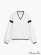 Contrast Trim Graceful Oversized Sweatshirt