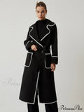 Contrast Trim Graceful Pocket Tweed Coat