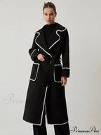 Contrast Trim Graceful Pocket Tweed Coat