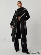 Contrast Trim Graceful Pocket Tweed Coat