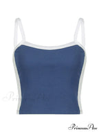 Contrast Trim Rib-Knit Trendy Crop Cami Top