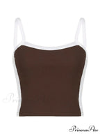 Contrast Trim Rib-Knit Trendy Crop Cami Top