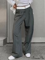 Contrast Waist Graceful Pleated Tailored Pants