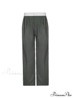 Contrast Waist Graceful Pleated Tailored Pants