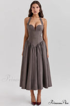 Coquette Scarlet Stylish Halter Midi Dress