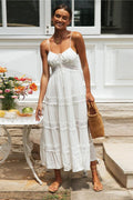 Nora Exclusive Maxi Summer Dress in a Line with Lace Trim Elevated Occasion Wear