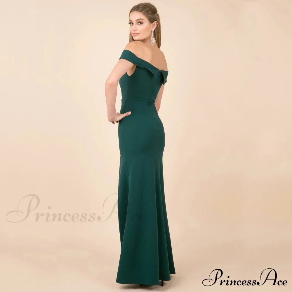 Coralie Off Shoulder Charming Front Slit Dress