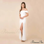 Coralie Off Shoulder Charming Front Slit Dress