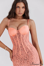 Cordelia Sorbet Lace Charming Godet Maxi Dress