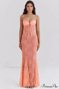 Cordelia Sorbet Lace Charming Godet Maxi Dress