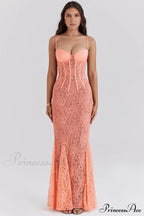 Cordelia Sorbet Lace Charming Godet Maxi Dress