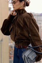 Corduroy Biker Style Elegant Casual Coat