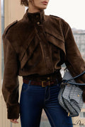 Corduroy Biker Style Elegant Casual Coat