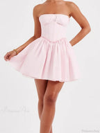 Corset Tie-Up Lace Trim Mini Dress