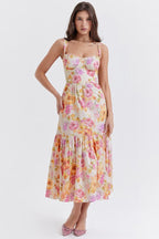 Yvonne Timeless Flared Midi Dress with Print Statement Occasion Edit