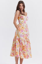 Yvonne Timeless Flared Midi Dress with Print Statement Occasion Edit