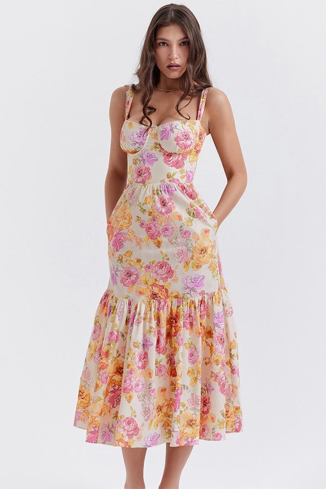 Guadalupe Premium Flared Midi Dress with Print Chic Silhouette Collection