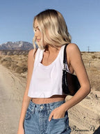 Cotton Blends Graceful Cropped Tank Top