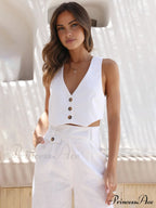 Cotton Crisscross Graceful Tailored Vest