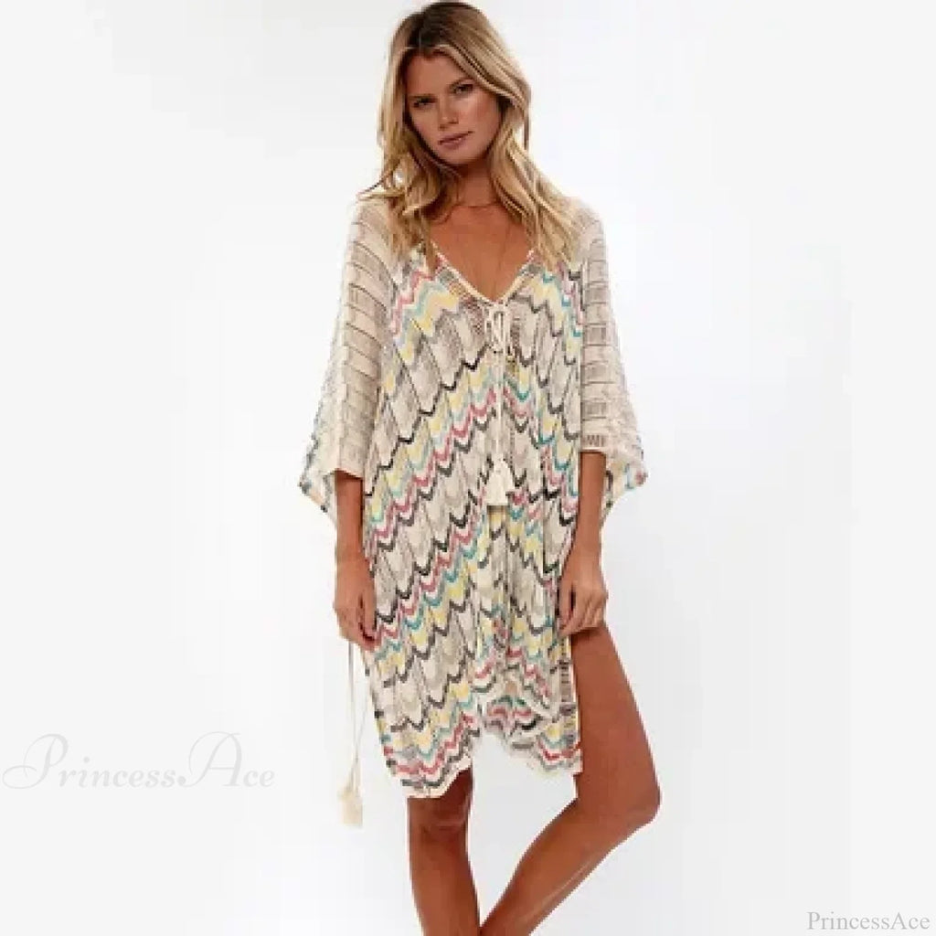 Cotton Crochet Tunic V-neck Boho Beach Cover up