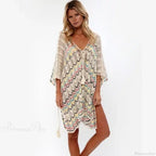 Cotton Crochet Tunic V-neck Boho Beach Cover up