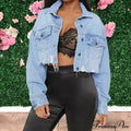 Cotton Denim Spring Autumn Cardigan Punk Bomber Windbreaker Hollow Out Jacket