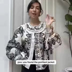 Cotton Floral Embroidery Lantern Sleeve Boho Jacket