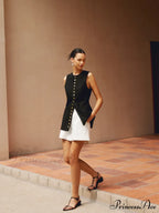 Cotton & Graceful Linen Button-Front Vest