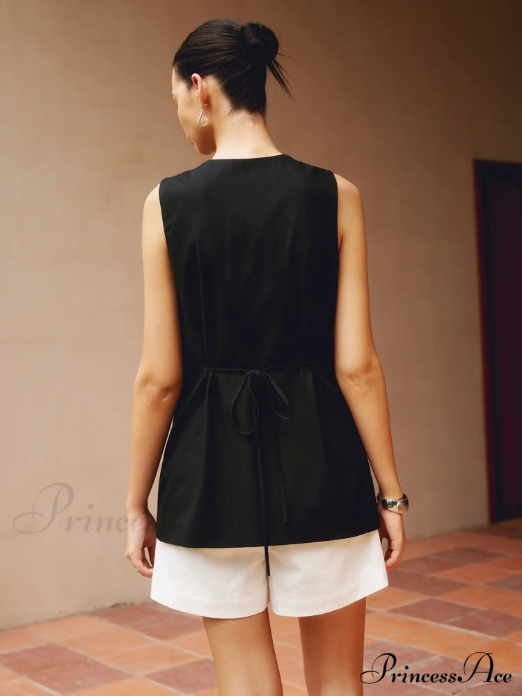 Cotton & Graceful Linen Button-Front Vest