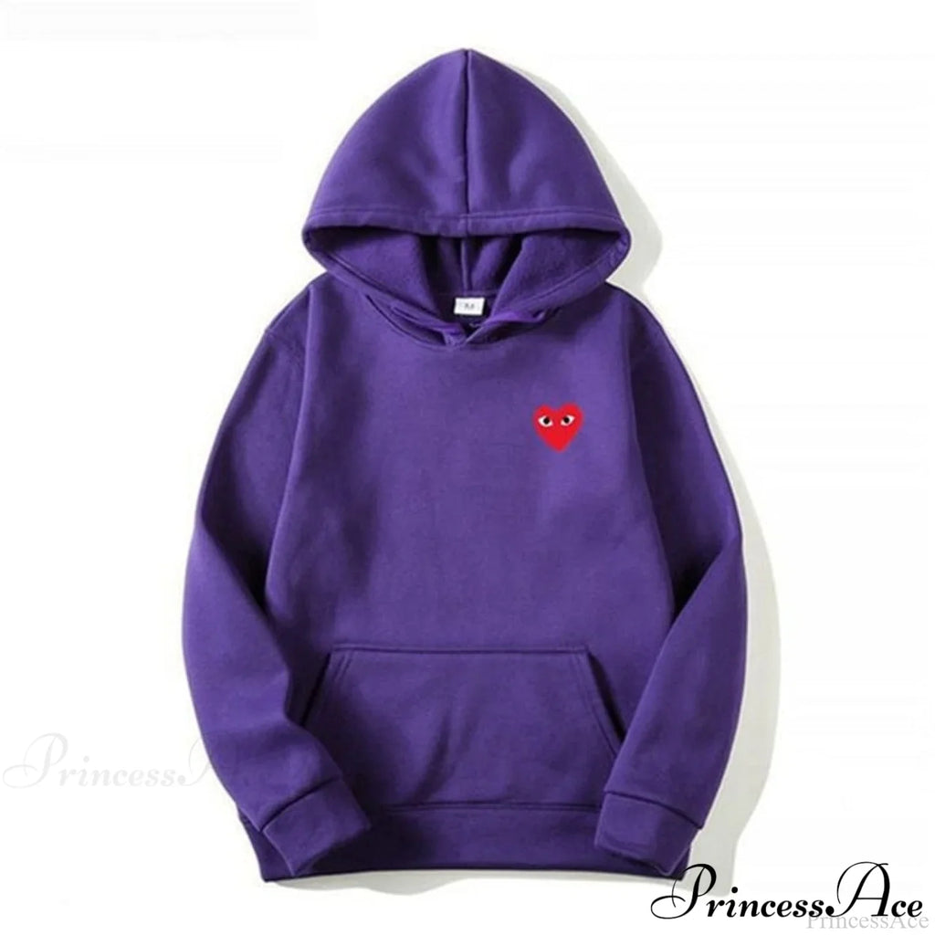 Cotton Heart-Eye Printed Fall/Winter Casual Hoodies