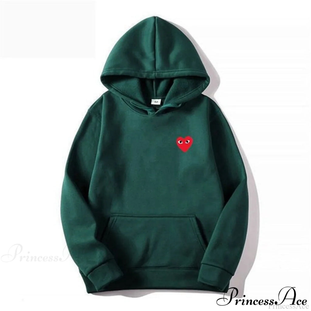 Cotton Heart-Eye Printed Fall/Winter Casual Hoodies