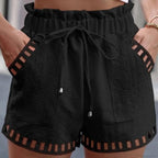 Cotton Linen HolLow-Out Beach Short