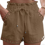 Cotton Linen HolLow-Out Beach Short