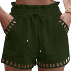 Cotton Linen HolLow-Out Beach Short
